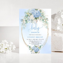 Modern bohemisk blå blomster baby shower inbjudan