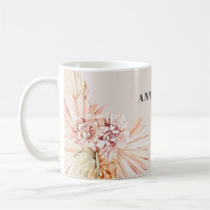 Modern bohemisk blommigt, pastellgåva kaffemugg