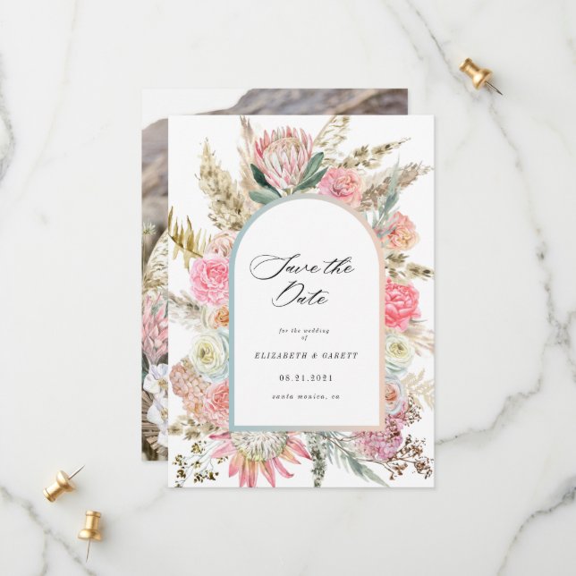 modern bohemisk blommigt spara datumkortet datumet (Fram/Back In Situ)