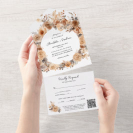 Modern bohemisk Blommigt Terracotta QR-koden Bröll