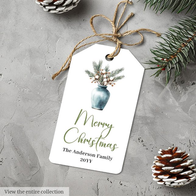 Modern bohemisk botanisk julpresentkort presentetikett (Modern Bohemian Botanical Christmas Gift Tag

)