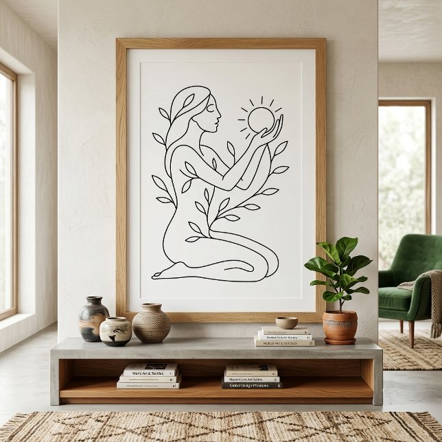 Modern bohemisk botanisk sol linje poster (Skapare uppladdad)