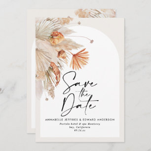 Modern bohemisk botaniskt teracotta pampas-gräs spara datumet