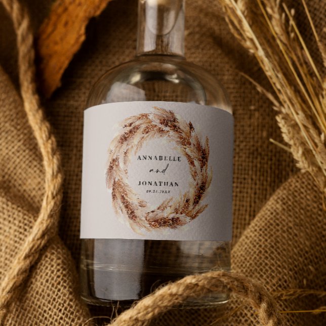 modern bohemisk pampasgräs botanisk elegant cha spritflaskor etikett (Skapare uppladdad)