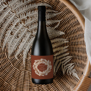 Modern bohemisk pampasgräs botanisk elegant vin vinflaska etikett