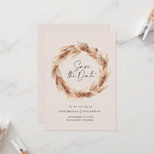 Modern bohemisk pampasgräs bröllop invit inbjudningar