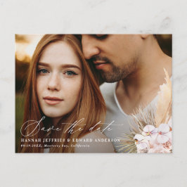 Modern bohemisk pampasgräs orchid bröllop meddelande vykort