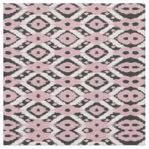 Modern bohemisk Rosa Black Ikat Mönster Tyg