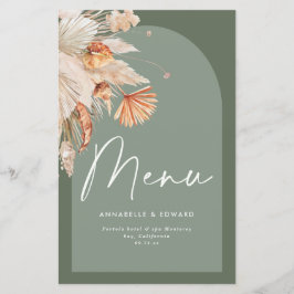 Modern bohemisk sagegrön pampasgräsbröllop