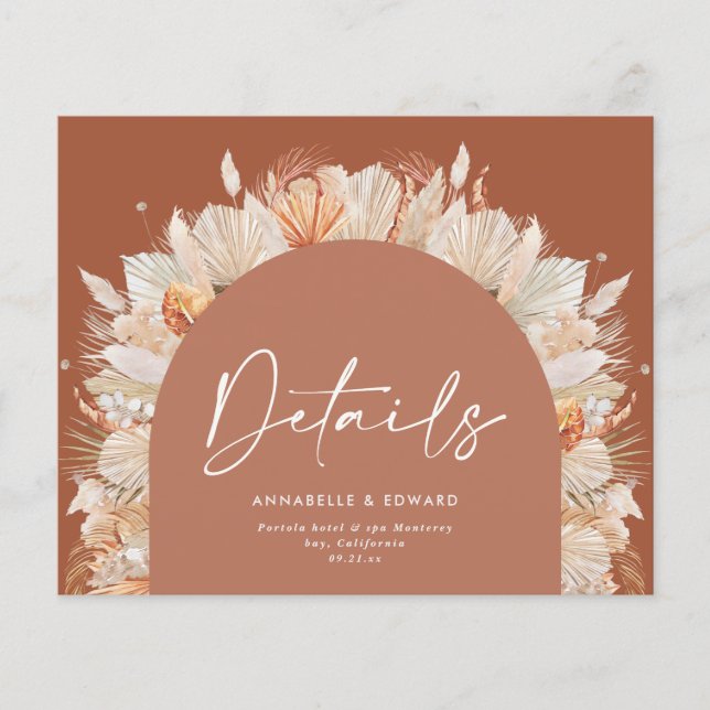 Modern bohemisk teracotta pampas-gräs bröllop (Framsida)