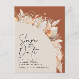 Modern bohemisk teracotta pampas gräsfoto anno meddelande vykort