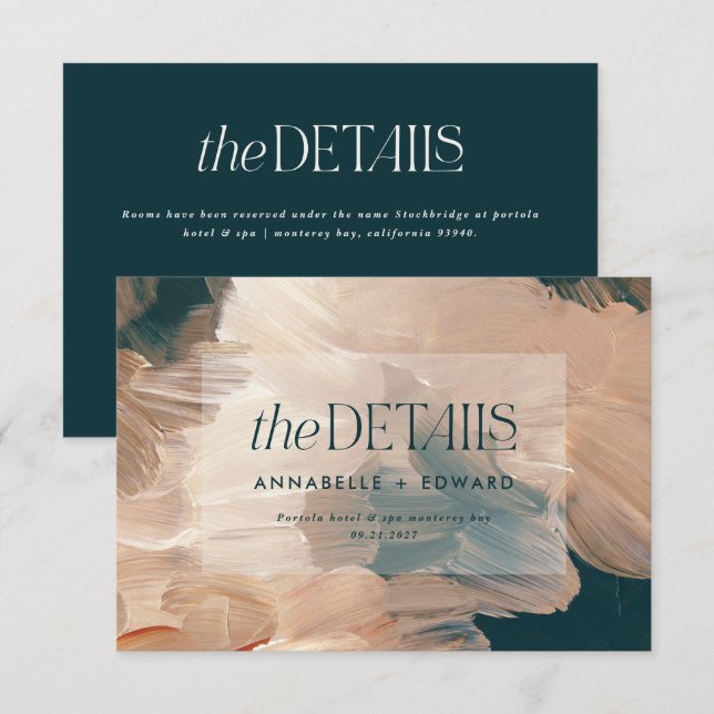 Modern bohemisk teracotta teal bröllop tilläggskort (Fram/baksida)