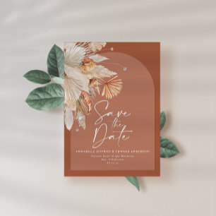 Modern bohemisk terracotta pampas gräsgräs snyggt  spara datumet