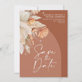 Modern bohemisk terracotta pampas gräsgräs snyggt  spara datumet