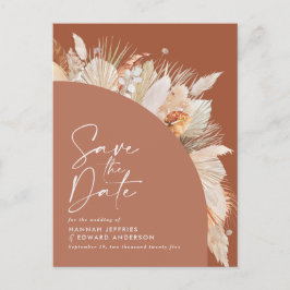 Modern bohemisk terracotta pampas gräsmark och sny meddelande vykort