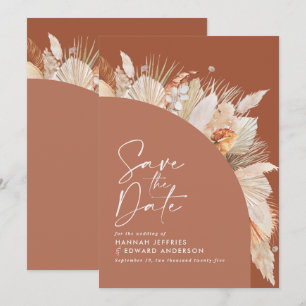Modern bohemisk terracotta pampas gräsmark snyggt spara datumet