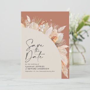 Modern bohemisk terracotta pampas gräsmark snyggt spara datumet