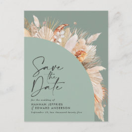 Modern bohemisk terrakotta pampasgräs salvia grön meddelande vykort