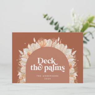 Modern, bohemisk, torkad botanisk jul i handflatan julkort