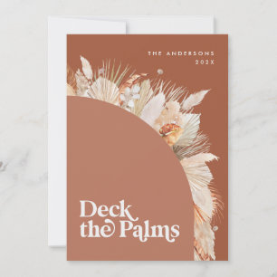 Modern, bohemisk, torkad botanisk jul i handflatan julkort