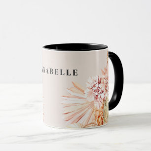 Modern bohemisk vattenfärgad blommigt pastel orang mugg