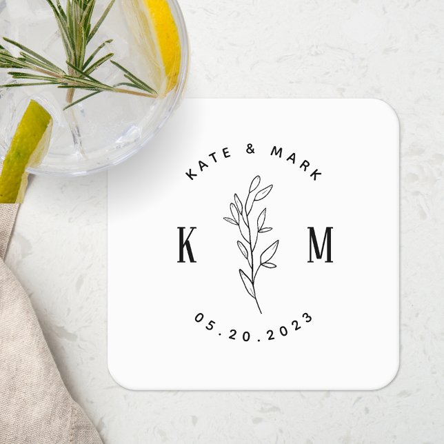 Modern bohemisk vigselmonogram underlägg papper kvadrat (Skapare uppladdad)