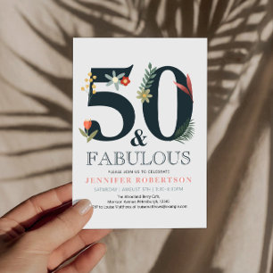 Modern Boho 50- och Fabulous Birthday-inbjudan Inbjudningar