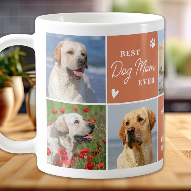 Modern Boho 7 Photo Collage Personlig HUND MAMMA Kaffemugg (Skapare uppladdad)