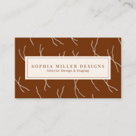 Modern Boho Abstract Lines Designer | Dark Brown Visitkort