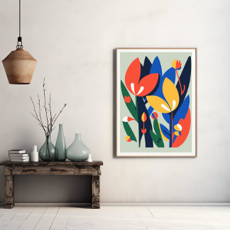 Modern Boho-Abstrakt Botaniskt blommor Poster