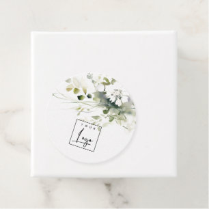 Modern Boho Abstrakt Grönt White Blommigt Logotyp Gåvor Etiketter