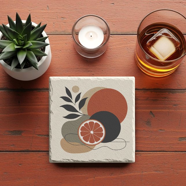 Modern Boho Abstrakt Konst Orange och Terrakotta M Stenunderlägg (Skapare uppladdad)