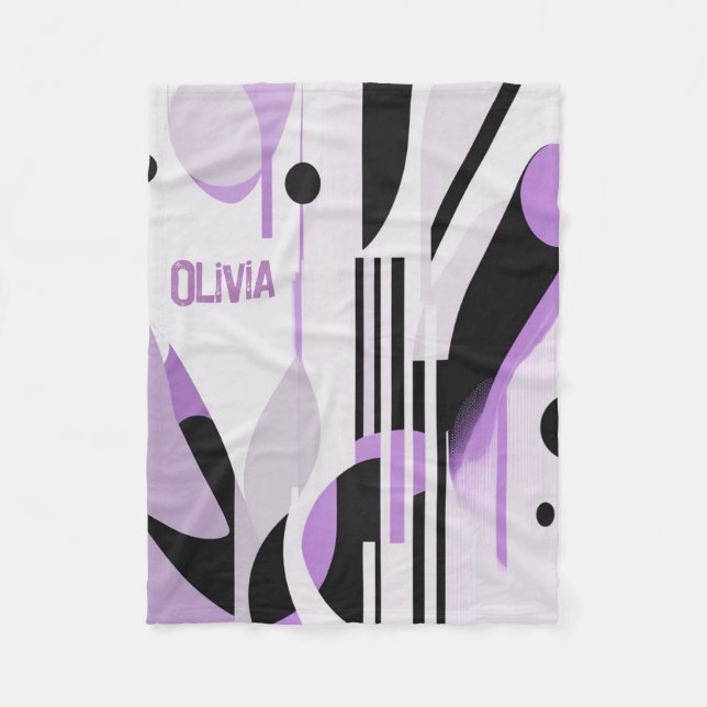 Modern Boho Abstrakt Lila Fleecefilt (Framsidan)