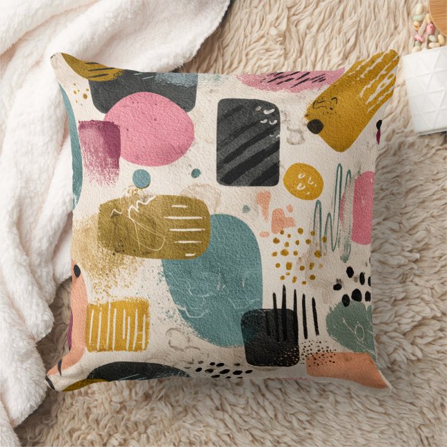 Modern Boho Abstrakt Mönster | Texturerad färgstar Kudde (Filt)
