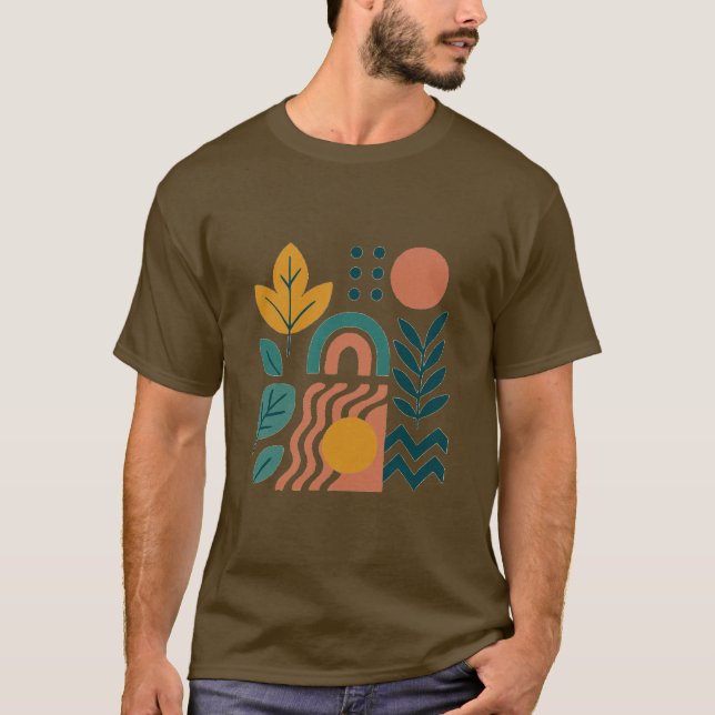 Modern Boho Abstrakt Nature Wall Art T Shirt (Framsida)