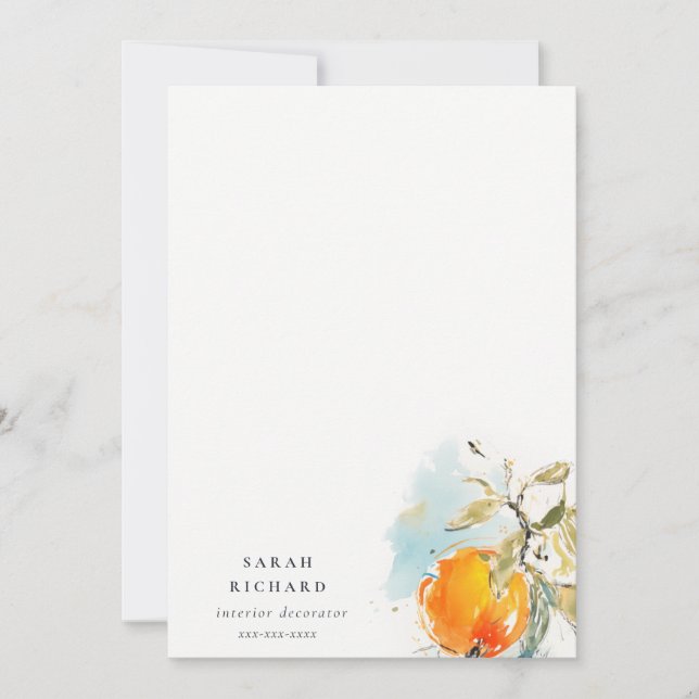 Modern Boho Abstrakt Sketchy Orange Garden Anteckningskort (Framsida)