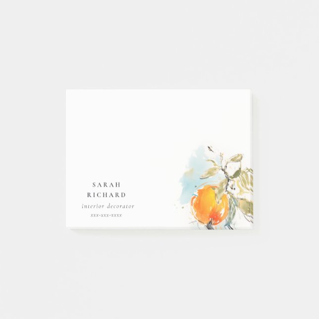 Modern Boho Abstrakt Sketchy Orange Garden Post-it Block (Framsida)