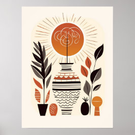 Modern Boho Abstrakt Terracotta Decorative Vas Poster