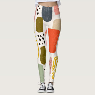 Modern Boho Abstrakt Vattenfärg Mönster Färgrik Leggings
