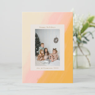 Modern Boho Akvarell Rosa Gul Foto Julkort