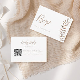 Modern Boho Akvarellblad QR-kod Bröllop RSVP Tack Kort