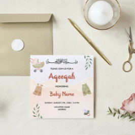 Modern Boho Aqeqah Aqiqah Inbjudan kort