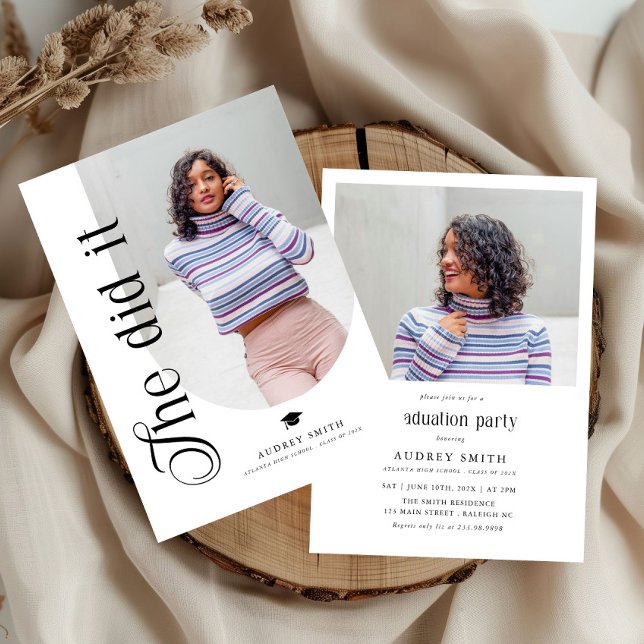 Modern Boho Arch 2 Photos Graduation Inbjudningar (Skapare uppladdad)