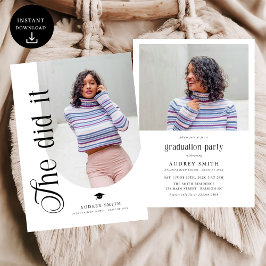 Modern Boho Arch 2 Photos Graduation Inbjudningar