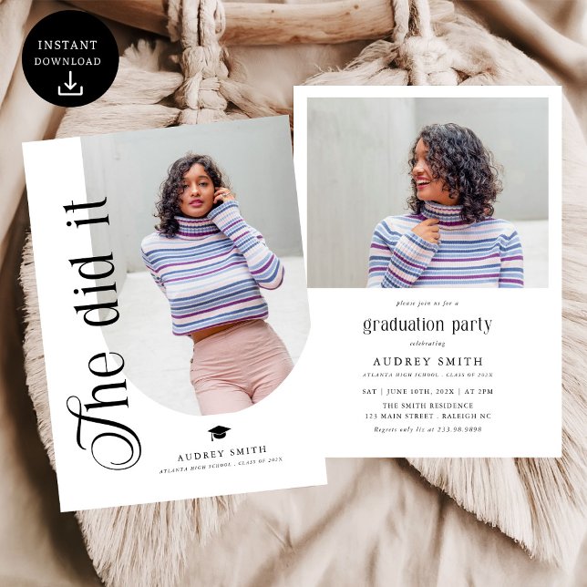 Modern Boho Arch 2 Photos Graduation Inbjudningar (Skapare uppladdad)