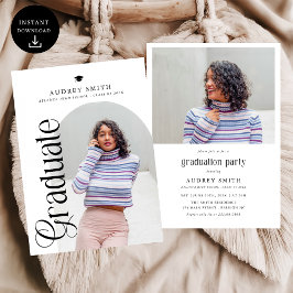 Modern Boho Arch 2 Photos Graduation Inbjudningar