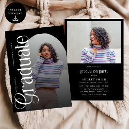 Modern Boho Arch 2 Photos Graduation Inbjudningar