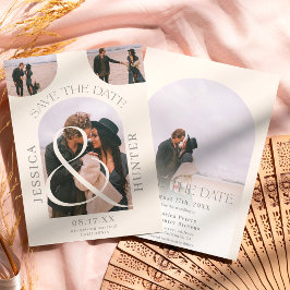 Modern boho arch 4 foton bröllop elfenben spara datumet