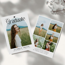 Modern Boho Arch 6 Photos Graduation Announcement Inbjudningar