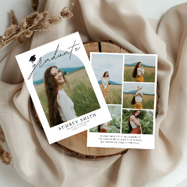 Modern Boho Arch 6 Photos Graduation Announcement Inbjudningar